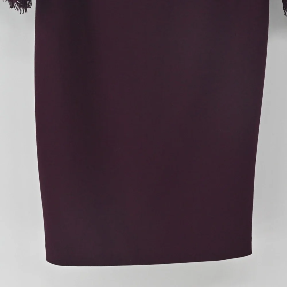 Calvin Klein Burgundy Sheath Dress Size 4 Lace Bell Sleeve Sheath Moody Romantic - Picture 11 of 14